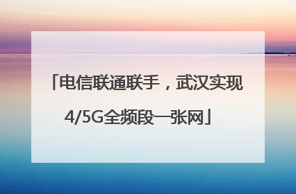 电信联通联手，武汉实现4/5G全频段一张网