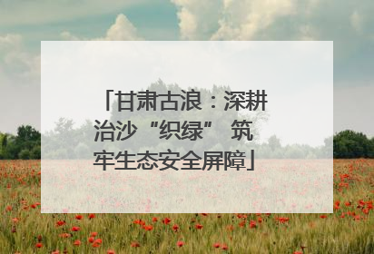 甘肃古浪：深耕治沙“织绿” 筑牢生态安全屏障