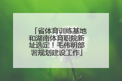 省体育训练基地和湖南体育职院新址选定！毛伟明部署规划建设工作