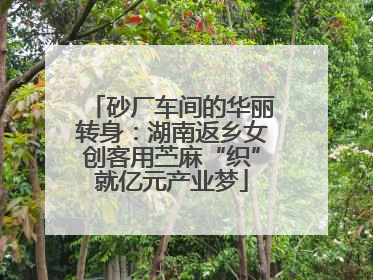 砂厂车间的华丽转身：湖南返乡女创客用苎麻“织”就亿元产业梦