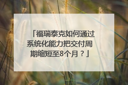 福瑞泰克如何通过系统化能力把交付周期缩短至8个月？