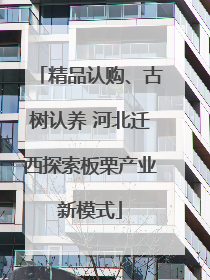 精品认购、古树认养 河北迁西探索板栗产业新模式