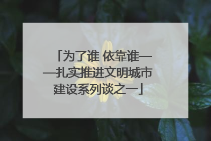 为了谁 依靠谁——扎实推进文明城市建设系列谈之一