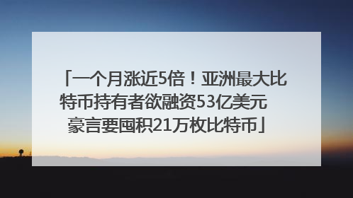 一个月涨近5倍！亚洲最大比特币持有者欲融资53亿美元 豪言要囤积21万枚比特币