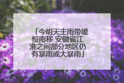 今明天主雨带缓慢南移 安徽省江淮之间部分地区仍有暴雨或大暴雨