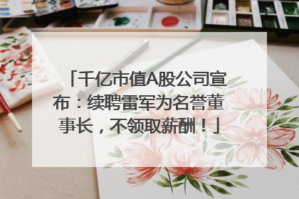 千亿市值A股公司宣布：续聘雷军为名誉董事长，不领取薪酬！