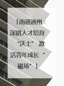 南通通州：深耕人才培育“沃土” 激活青年成长“磁场”