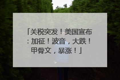 关税突发！美国宣布：加征！波音，大跌！甲骨文，暴涨！