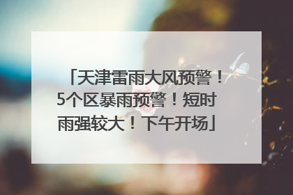 天津雷雨大风预警！5个区暴雨预警！短时雨强较大！下午开场