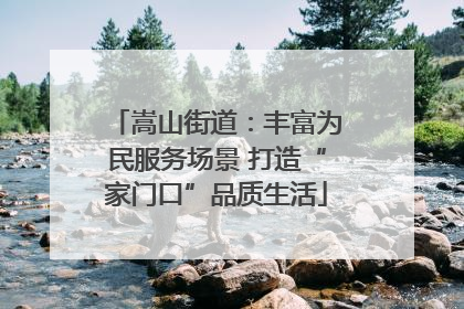 嵩山街道：丰富为民服务场景 打造“家门口”品质生活