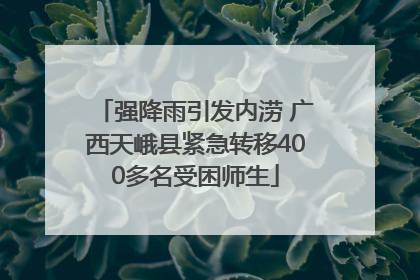 强降雨引发内涝 广西天峨县紧急转移400多名受困师生