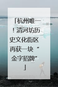 杭州唯一！清河坊历史文化街区再获一块“金字招牌”
