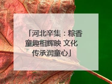 河北辛集：粽香童趣相辉映 文化传承润童心