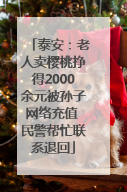 泰安：老人卖樱桃挣得2000余元被孙子网络充值 民警帮忙联系退回