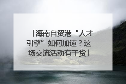 海南自贸港“人才引擎”如何加速？这场交流活动有干货