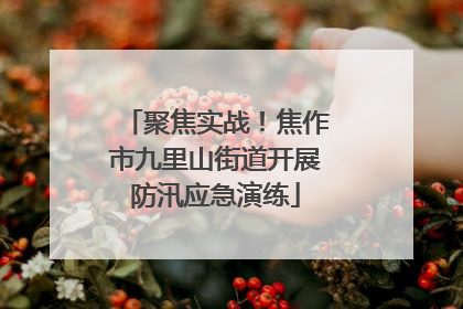 聚焦实战！焦作市九里山街道开展防汛应急演练
