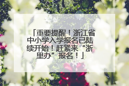 重要提醒！浙江省中小学入学报名已陆续开始！赶紧来“浙里办”报名！
