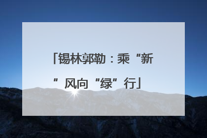 锡林郭勒：乘“新”风向“绿”行