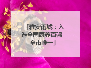 雅安雨城：入选全国康养百强 全市唯一